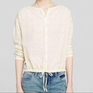 Free People Stars Align Button Front Top in Ivory Size M